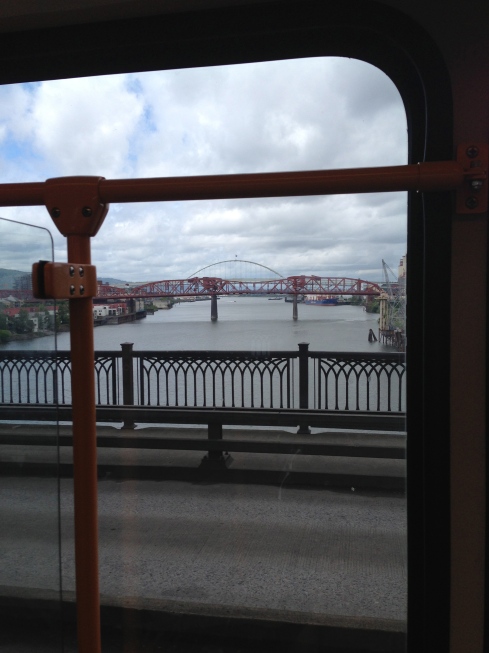 I took this photo with a phone from inside a train on a bridge!
