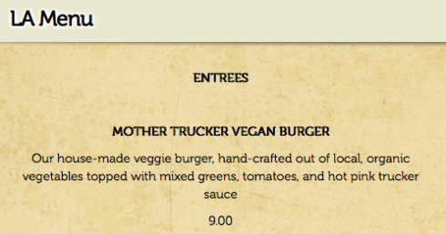 Green Truck menu