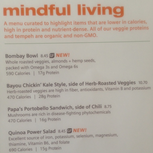 Mindful living menu